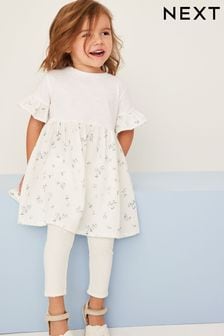 White Relaxed Day Dress And Leggings Set (3mths-7yrs) (D16507) | €12 - €16