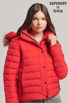 Superdry Red Faux Fur Short Hooded Puffer Jacket (D16538) | 128 €