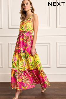 Pink/Yellow Print Maxi Tiered Ruffle Dress (D16592) | 79 €