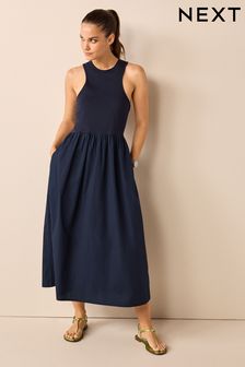 Blue Racerback Jersey Mix Dress (D16802) | €13