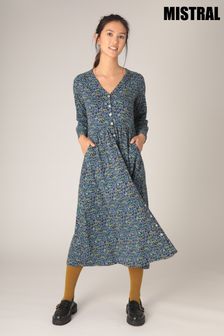 Mistral Blue Folky Fox Button Through Dress (D16830) | €41.50