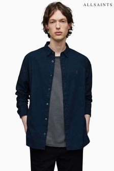AllSaints Blue Hawthorne Long Sleeve Shirt (D17332) | $196