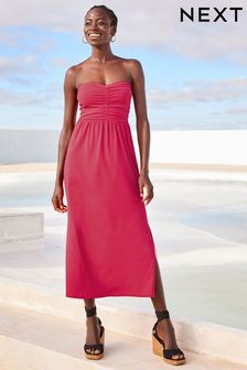 Pink Bandeau Jersey Sweetheart Midi Summer Dress (D17421) | €13