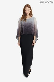 Gina Bacconi Avigail Ombré Popover Long Black Dress With Beading Detail (D17479) | 207 €
