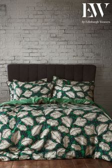 EW by Edinburgh Weavers Green Magali Cascading Leaves 200 Thread Count Cotton Duvet Cover And Pillowcase Set (D17583) | €80 - €95