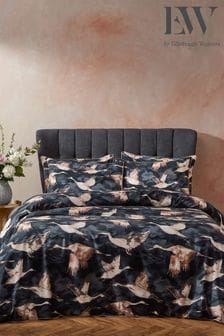 EW by Edinburgh Weavers Blue Flyaway Enchanting Avarian Luxury Slub Cotton Cord Duvet Cover And Pillowcase Set (D17590) | €106 - €128