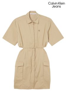 Calvin Klein Jeans Archival Cut Out Brown Shirt Dress (D17749) | €88