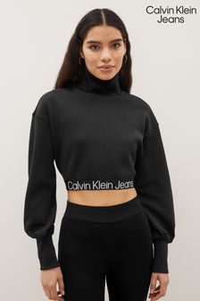 Calvin Klein Jeans Rollkragenoberteil in Loose Fit mit Zierstreifen, Schwarz (D17757) | 69 €