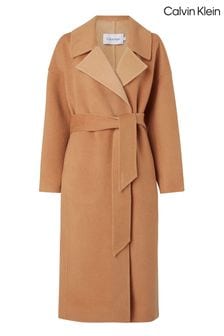 Calvin Klein Oversized Double Faced Wrap Brown Coat (D17761) | ￥81,560
