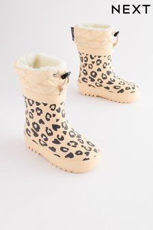 Cream Animal Print Thermal Thinsulate™ Lined Cuff Wellies (D17820) | €16 - €18
