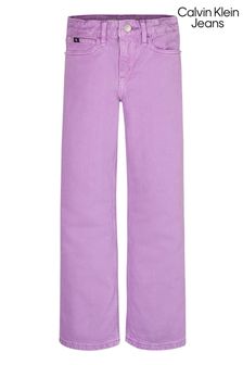 Calvin Klein Jeans Mädchen Jeans mit hohem Bund und weitem Bein, Violett (D17858) | 53 €