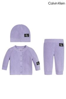 Calvin Klein Jean Baby-Geschenkset aus Strickjacke und Jogginghose, Violett (D17971) | 98 €