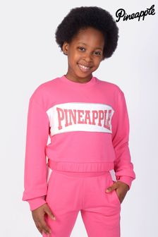 Różowa bluza dresowa Pineapple z wstawką z logo (D18037) | 78 zł