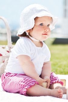 JoJo Maman Bébé White Broderie Anglaise Baby Sun Hat (D18202) | $33