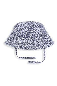 JoJo Maman Bébé Navy Blue Ditsy Floral Floppy Sun Hat (D18247) | kr182