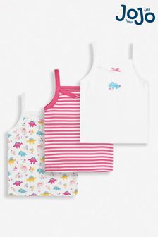 JoJo Maman Bébé Pink Dinosaur 3-Pack Girls' Vest Set (D18282) | NT$750