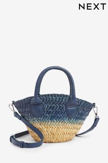 Natural/Blue Ombre Weave Mini Basket Bag (D18492) | €17