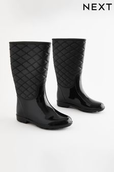 Black Quilted Wellies (D18545) | $37 - $42