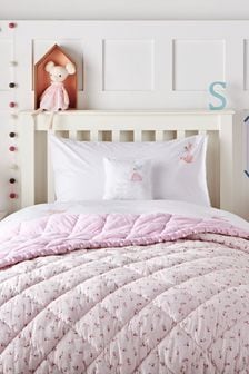 The White Company Reversible Floral PomPom Quilt