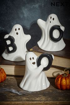 Set of 3 White Halloween Ghost Ornaments (D18572) | $24