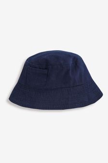 JoJo Maman Bébé Navy Blue Twill Bucket Sun Hat (D18650) | €20