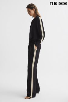 Reiss Black Aria Wide Leg Stripe Trousers (D18866) | OMR113