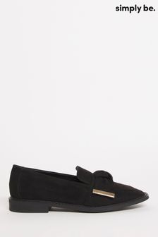 Simply Be Black Bow Twist Extra Wide Flat Shoes (D18871) | 38 €