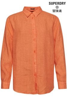 Superdry Jaffa Orange Studios Casual Linen Boyfriend Shirt (D18961) | 205 zł