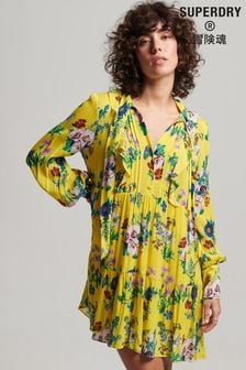 Superdry Bright Pop Floral Yellow Studios Off Duty Mini Dress (D19020) | 242 zł