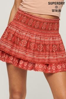 Superdry Red Geo Print Mix Vintage Tiered Mini Skirt (D19039) | 30 €