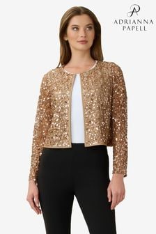 Adrianna Papell Metallic Sequin Mesh Jacket (D19308) | $327