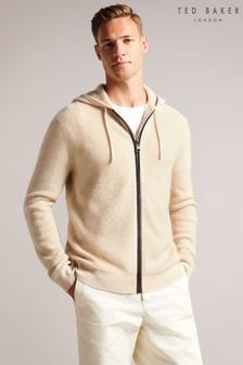 Ted Baker Reip Brown Long Sleeved Cashmere Zip Through Hoodie (D19421) | ر.ق 1,434
