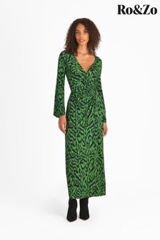 Ro&Zo Green Jersey Ring Detail Wrap Dress (D19483) | $163