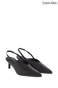 Czarne pantofle na szpilce Calvin Klein, z zapięciem na pięcie (D19585) | 567 zł