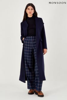 Monsoon Blue Vanessa Skirted Coat In Wool Mix (D19616) | €236