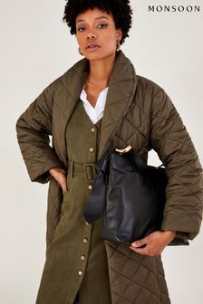 Monsoon Black Ring Detail Leather Shoulder Bag (D19880) | 440 QAR