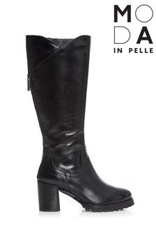 Moda in Pelle Black Chain Rand Detailed Long Knee Boots (D20095) | €102