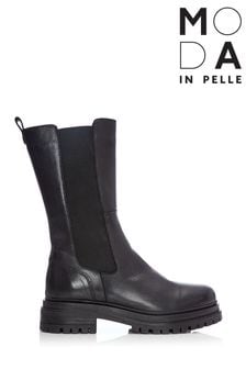 Moda in Pelle Black Elasticated Chunky Sole Short Boots