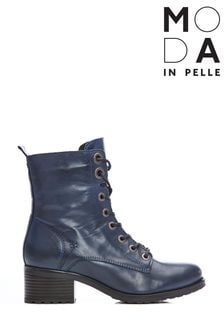 כחול  - Moda in Pelle, מגפיים עור אגן בעל רצועות חישוק, בצבע שחור (D20122) | ‏699 ‏₪