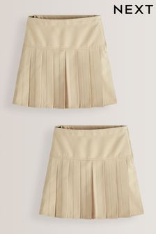 Neutral Stone Regular Waist Pleat Skirts 2 Pack (3-16yrs) (D20130) | €14 - €26
