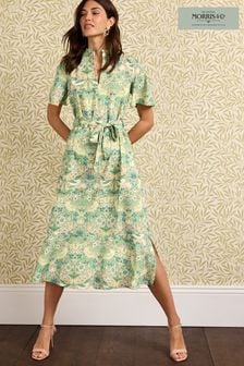Принт У. Морриса "Клубничный вор" Morris & Co. - Платье миди с горловиной на молнии (D20136) | €44