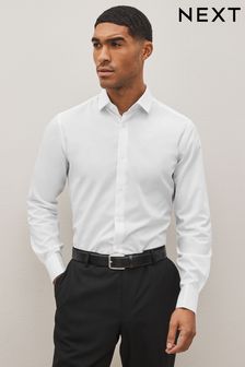 White Easy Care Textured Shirt (D20149) | $56