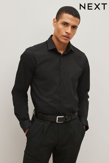 Черный - Обычный крой - Фактурная рубашка из легкого в уходе (D20153) | €26