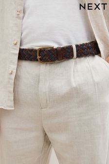 Brown/Navy Blue Leather Woven Belt (D20162) | 12 €
