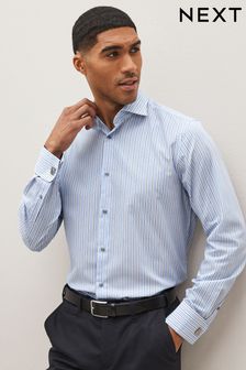 Blue/White Stripe Trimmed Shirt (D20165) | 82 zł