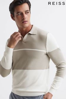 Мягкий серый/белый - Приталенная рубашка в стиле колор блок с открытым воротником Reiss Tokyo (D20236) | 64 390 тг