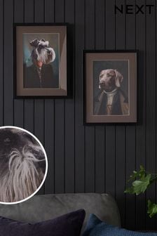 2 Gri Giyinmiş Köpek Seti Çerçeveli Duvar Sanatı (D20238) | ₺ 652