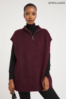 JD Williams Red Berry Zip Neck Poncho (D20377) | LEI 239