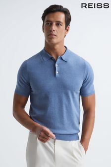 Reiss Denim Melange Wilton Slim Fit Knitted Polo Shirt (D20386) | TRY 1.800