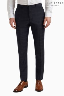 Ted Baker Navy Blue Textured Rust Check Slim Trousers (D20668) | €81